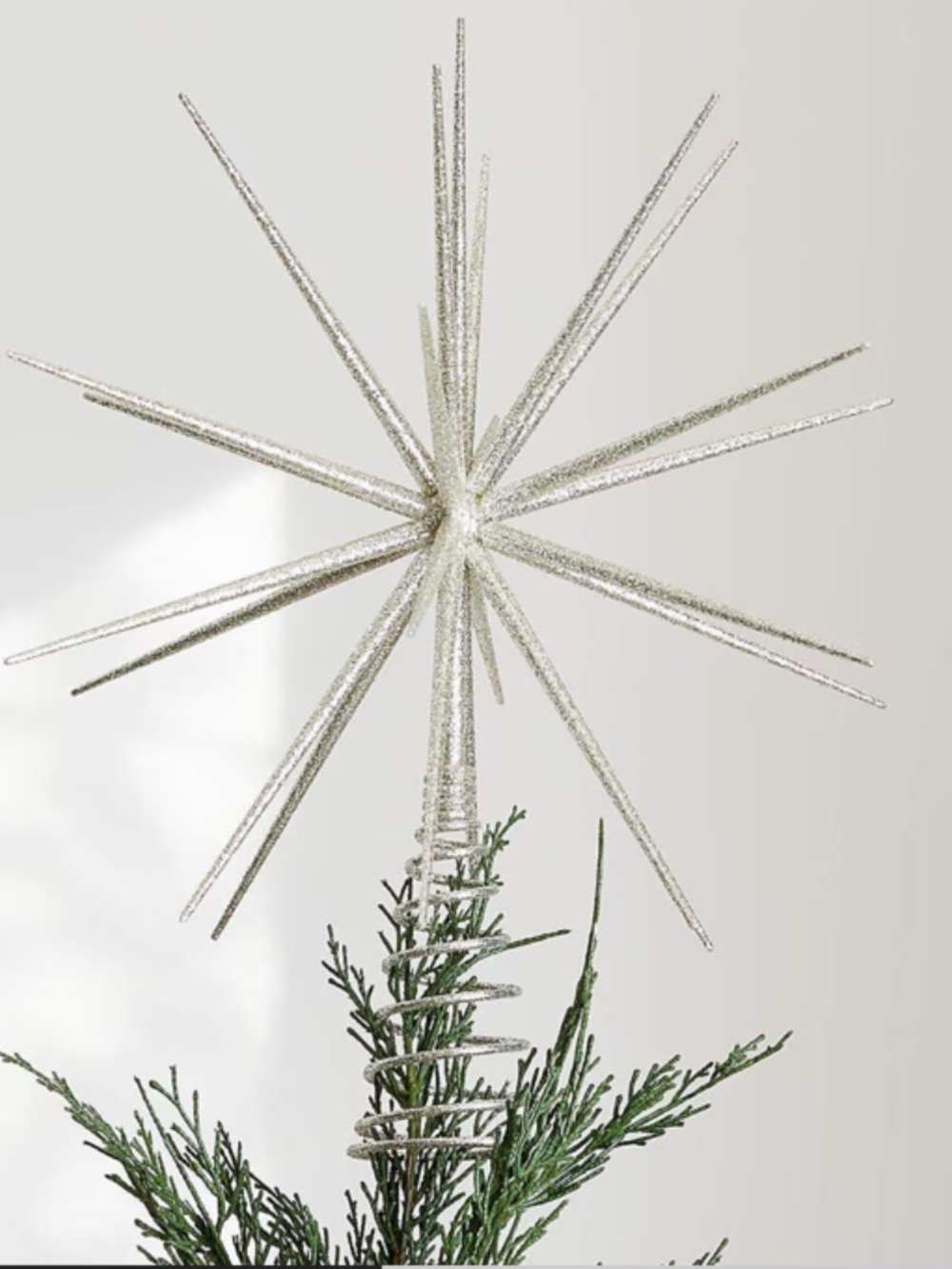 Crate&Barrel Silver Starburst Sculpture Tree Topper